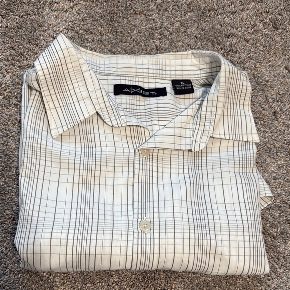 Axist Cream Casual Button Down Shirt Lightweight Cotton